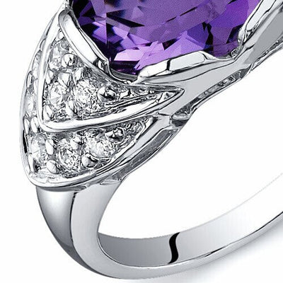 Amethyst Ring Sterling Silver Oval Shape 2.25 Carats