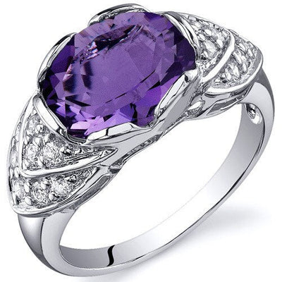 Amethyst Ring Sterling Silver Oval Shape 2.25 Carats