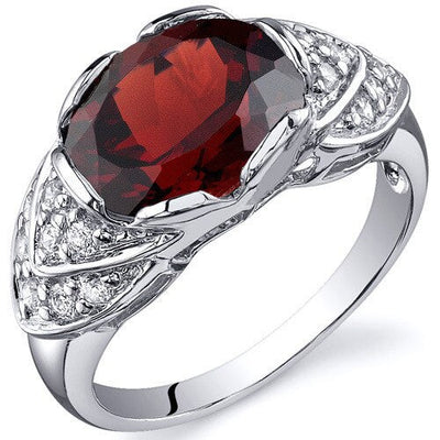 Garnet Ring Sterling Silver Oval Shape 3.25 Carats