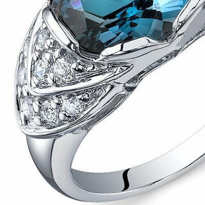 London Blue Topaz Ring Sterling Silver Oval Shape 3 Carats