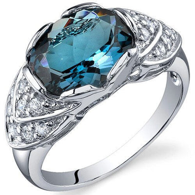 London Blue Topaz Ring Sterling Silver Oval Shape 3 Carats