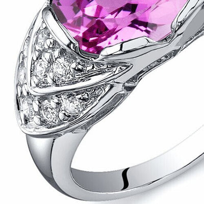 Pink Sapphire Ring Sterling Silver Oval Shape 3.5 Carats