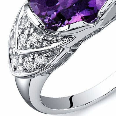 Alexandrite Ring Sterling Silver Oval Shape 3.5 Carats