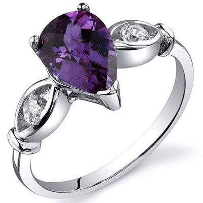 Alexandrite Ring Sterling Silver Pear Shape 1.75 Carats