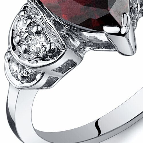 Garnet Ring Sterling Silver Pear Shape 2.25 Carats