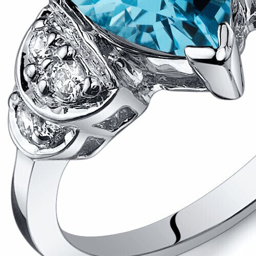 Swiss Blue Topaz Ring Sterling Silver Pear Shape 2 Carats