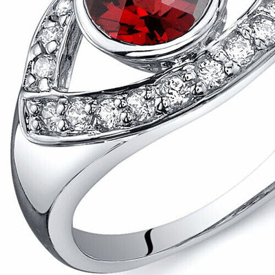 Garnet Ring Sterling Silver Round Shape 1 Carats