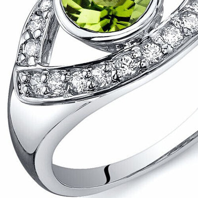 Peridot Ring Sterling Silver Round Shape 0.75 Carats