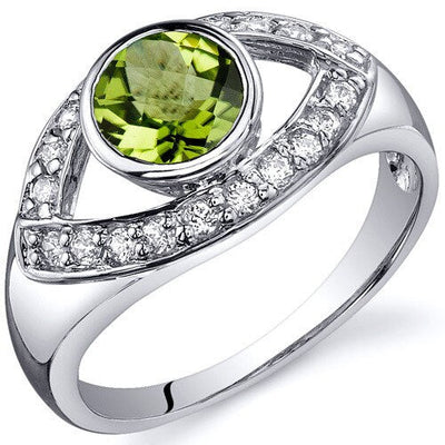 Peridot Ring Sterling Silver Round Shape 0.75 Carats