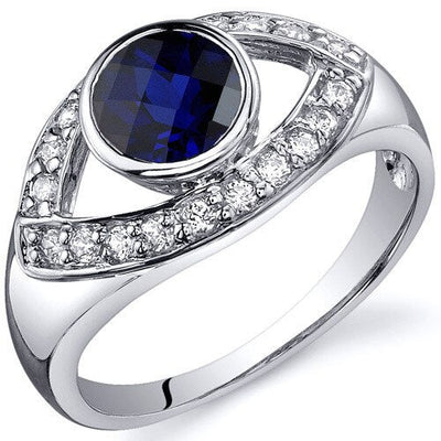 Blue Sapphire Ring Sterling Silver Round Shape 1.25 Carats