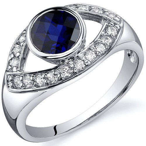 Blue Sapphire Ring Sterling Silver Round Shape 1.25 Carats