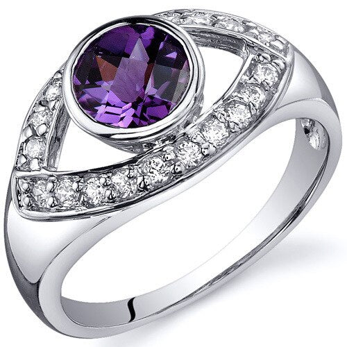 Alexandrite Ring Sterling Silver Round Shape 1 Carats