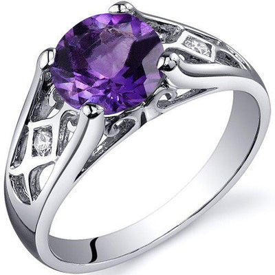 Amethyst Ring Sterling Silver Round Shape 1.25 Carats