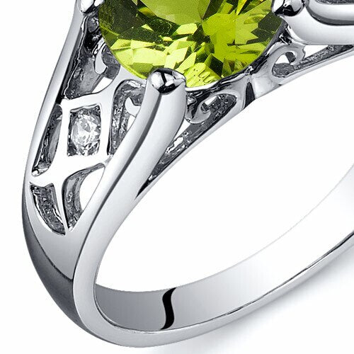 Peridot Ring Sterling Silver Round Shape 1.25 Carats