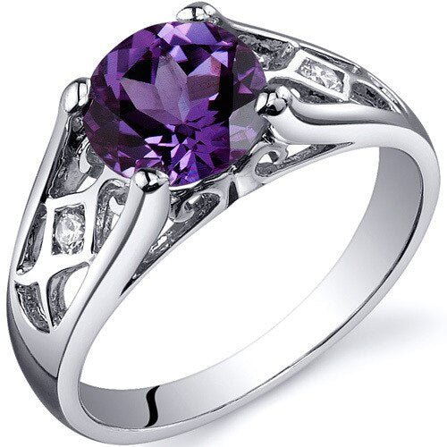 Alexandrite Ring Sterling Silver Round Shape 1.75 Carats