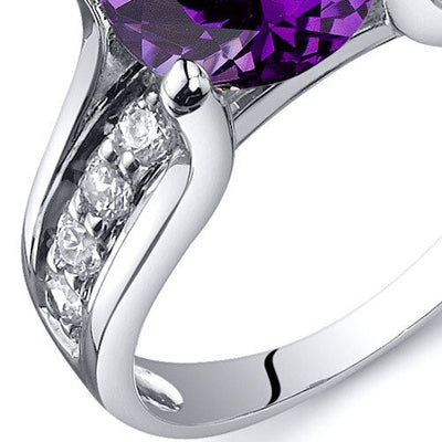 Amethyst Ring Sterling Silver Round Shape 1.75 Carats