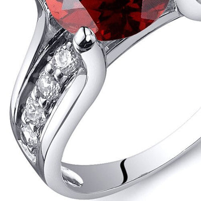 Garnet Ring Sterling Silver Round Shape 2.5 Carats