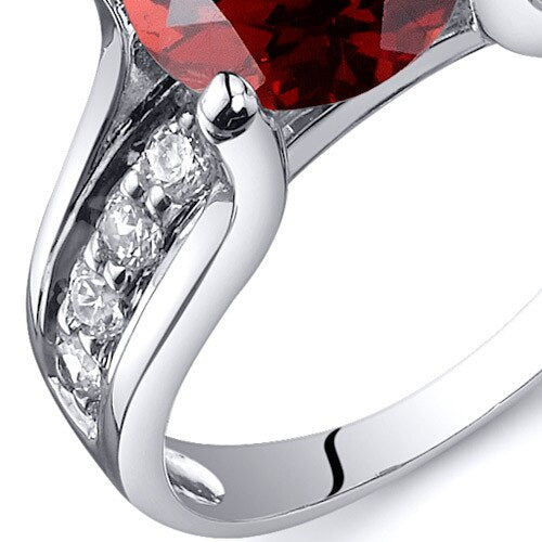 Garnet Ring Sterling Silver Round Shape 2.5 Carats