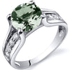 Green Amethyst Ring Sterling Silver Round Shape 1.75 Carats