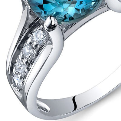 London Blue Topaz Ring Sterling Silver Round Shape 2.25 Carats