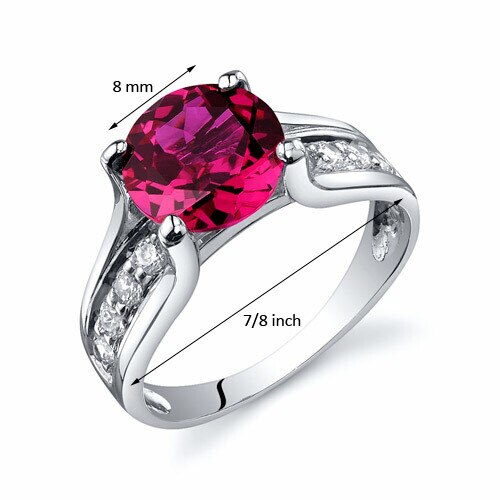 Ruby Ring Sterling Silver Round Shape 2.5 Carats