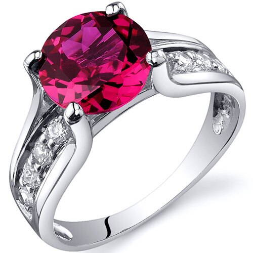 Ruby Ring Sterling Silver Round Shape 2.5 Carats