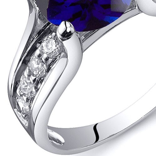 Blue Sapphire Ring Sterling Silver Round Shape 2.75 Carats