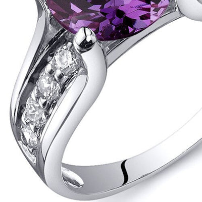 Alexandrite Ring Sterling Silver Round Shape 2.75 Carats