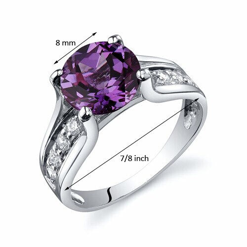 Alexandrite Ring Sterling Silver Round Shape 2.75 Carats