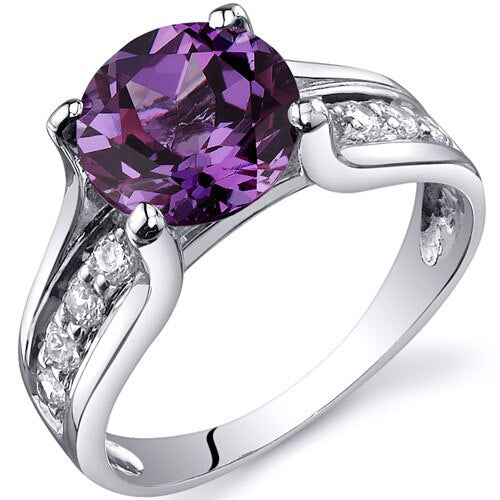 Alexandrite Ring Sterling Silver Round Shape 2.75 Carats