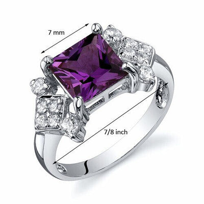 Alexandrite Ring Sterling Silver Princess Shape 2.25 Carats