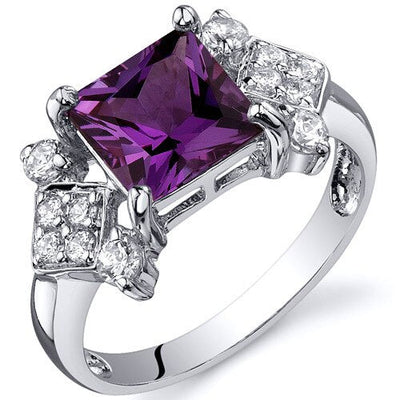 Alexandrite Ring Sterling Silver Princess Shape 2.25 Carats