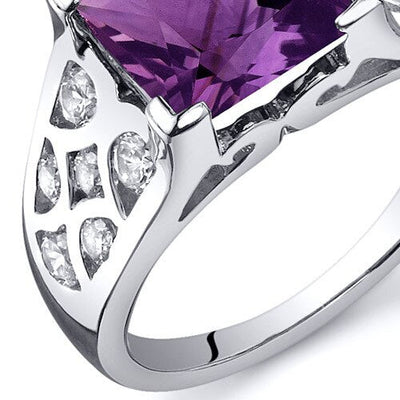 Amethyst Ring Sterling Silver Princess Shape 2.25 Carats