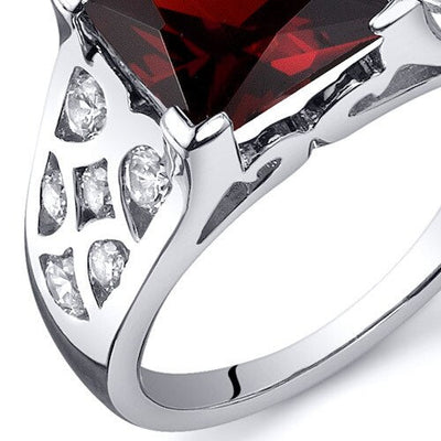 Garnet Ring Sterling Silver Princess Shape 3 Carats