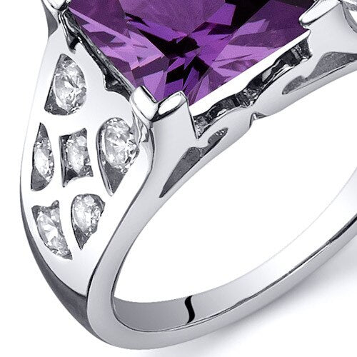 Alexandrite Ring Sterling Silver Princess Shape 3 Carats