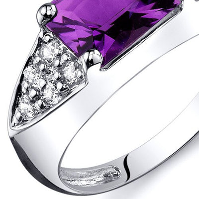 Amethyst Ring Sterling Silver Radiant Shape 1.25 Carats