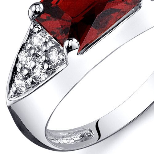 Garnet Ring Sterling Silver Radiant Shape 1.75 Carats