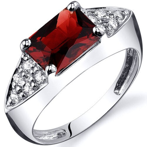 Garnet Ring Sterling Silver Radiant Shape 1.75 Carats