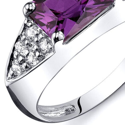 Alexandrite Ring Sterling Silver Radiant Shape 2 Carats