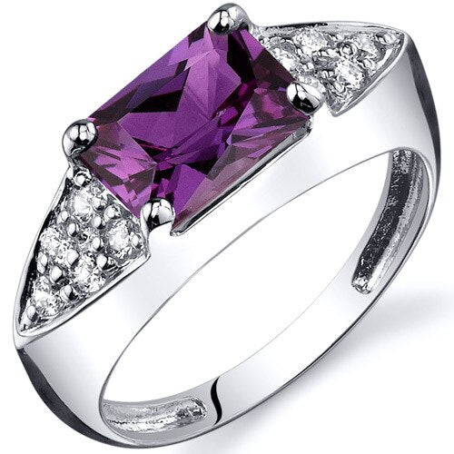 Alexandrite Ring Sterling Silver Radiant Shape 2 Carats