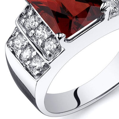 Garnet Ring Sterling Silver Radiant Shape 2.75 Carats