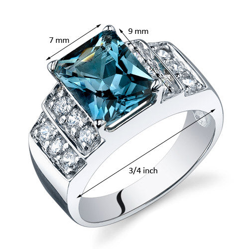 London Blue Topaz Radiant Cut Sterling Silver Ring Size 9