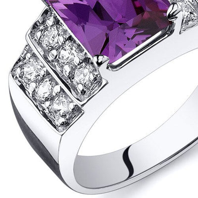 Alexandrite Ring Sterling Silver Radiant Shape 3 Carats