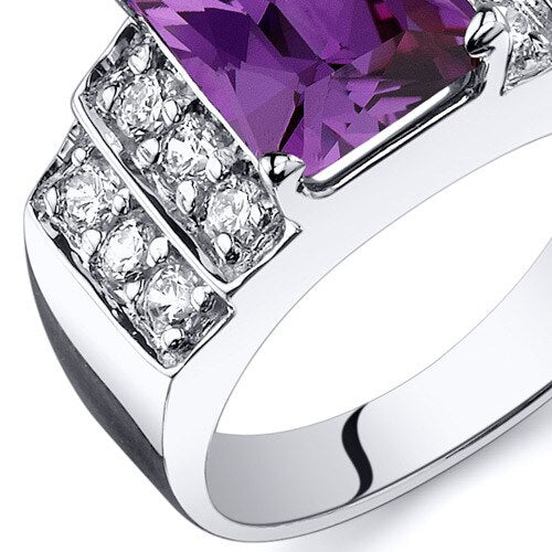 Alexandrite Ring Sterling Silver Radiant Shape 3 Carats