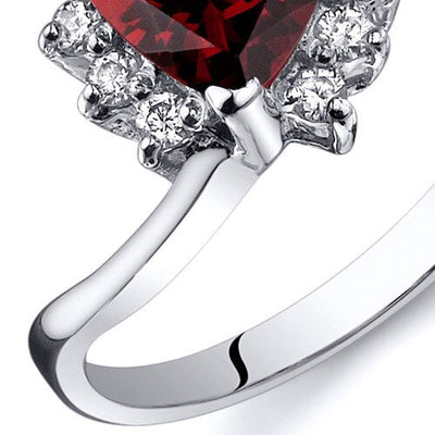 Garnet Ring Sterling Silver Trillion Shape 1.5 Carats