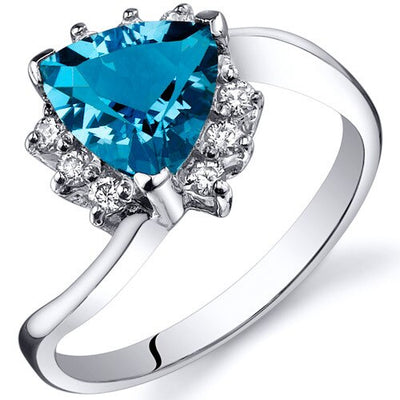 Swiss Blue Topaz Ring Sterling Silver Trillion Shape 1.25 Cts