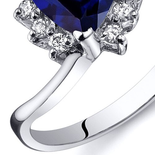 Blue Sapphire Ring Sterling Silver Trillion Shape 1.75 Carats