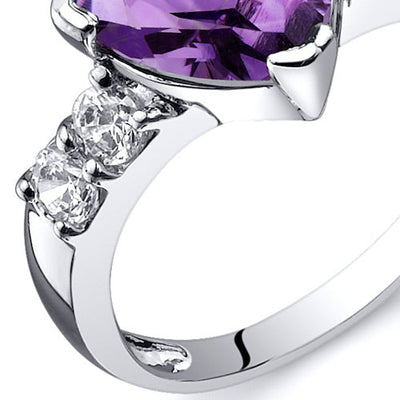 Amethyst Trillion Sterling Silver Ring Size 8