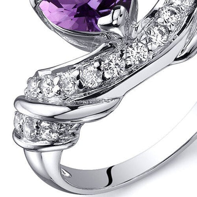 Amethyst Ring Sterling Silver Heart Shape 1 Carats