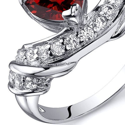 Garnet Ring Sterling Silver Heart Shape 1.5 Carats